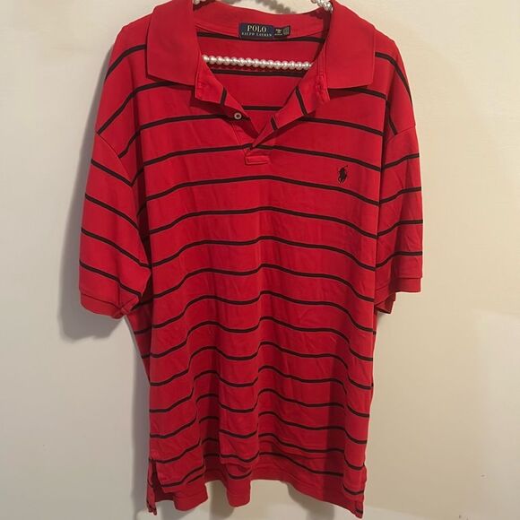 Polo by Ralph Lauren Other - Polo Ralph Lauren BIG Soft Red with Black Stripes Polo. SIZE 2XB